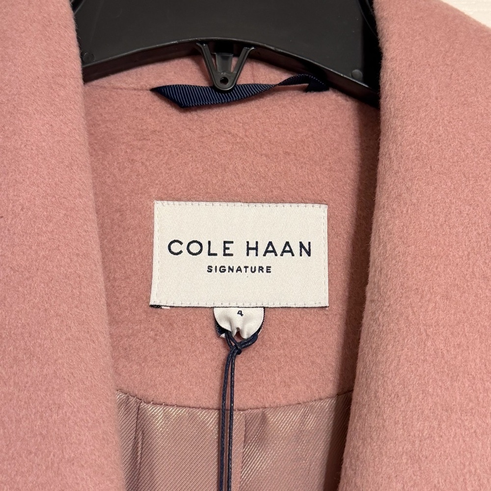 NWT Cole Haan Signature Slick Wool Blend Wrap Coat in Blush Pink Size 4 - Picture 5 of 7